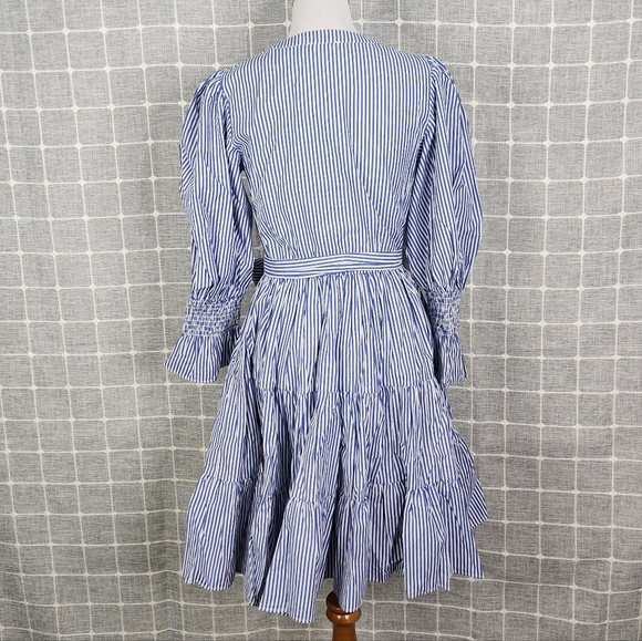 Ivy City Co. Carrie Striped Blue Puff-Sleeve Tiered Dress - Picture 8 of 11